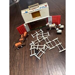 Fisher Price Play Family Farm Barn Animals Fences Set Vintage Toy 1967